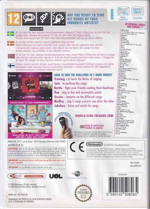 U-Sing - Nintendo Wii (B Grade) (Genbrug)